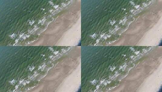 湛江海浪沙滩航拍高清在线视频素材下载