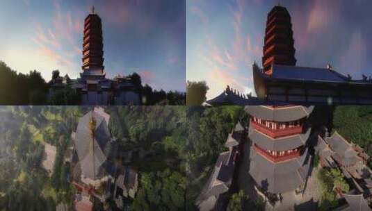 三维古建筑古塔永定塔动画高清在线视频素材下载