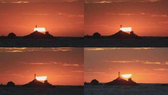 威海半月湾牙石岛海上日出4K高清在线视频素材下载