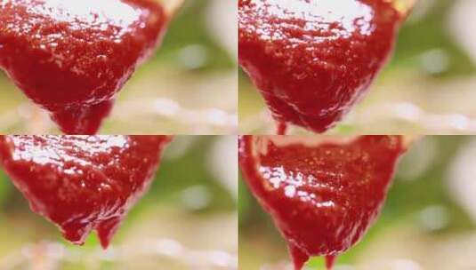 勺子舀起西红柿酱番茄沙司 (1)高清在线视频素材下载