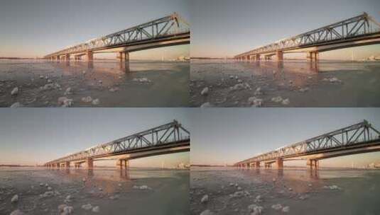 4k哈尔滨滨州铁路桥延时摄影高清在线视频素材下载