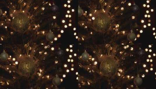 夜晚的圣诞装饰彩灯高清在线视频素材下载