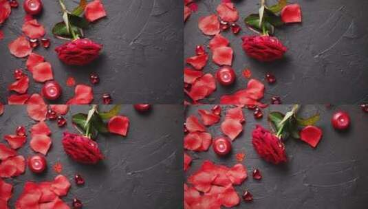 红玫瑰花瓣高清在线视频素材下载