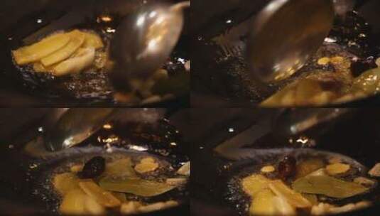 葱姜炝锅炒料油高清在线视频素材下载