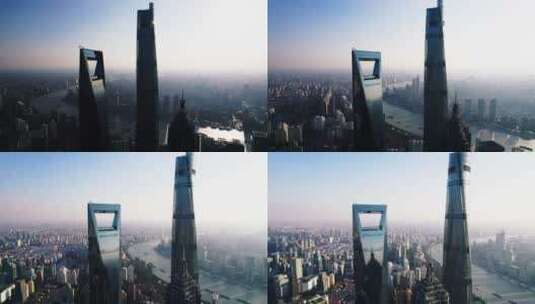 上海金融中心航拍高清在线视频素材下载