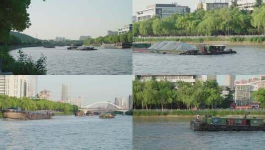 实拍-无锡运河上的船只高清在线视频素材下载