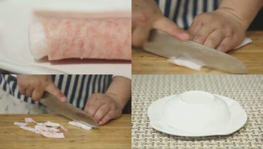 【镜头合集】厨师处理猪皮高清在线视频素材下载