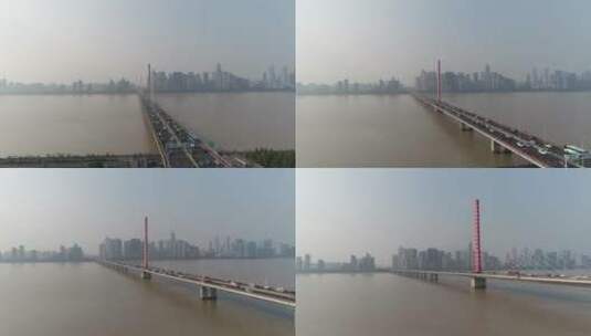 杭州西兴大桥市民中心来福士钱塘江高清在线视频素材下载