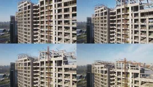 航拍杭州城区正在新建的大楼高清在线视频素材下载