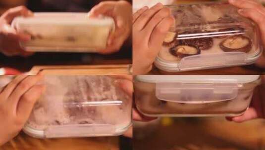 【镜头合集】生活窍门如何用饭盒清洗香菇高清在线视频素材下载