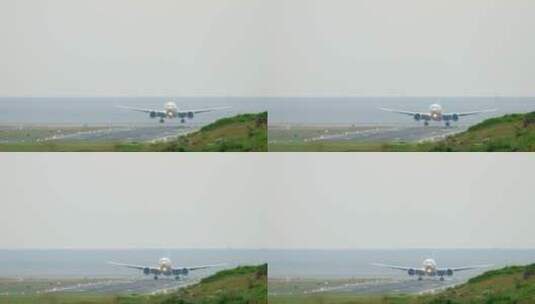 飞机在远处降落高清在线视频素材下载