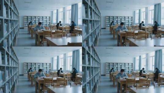 图书馆内学生学习场景高清在线视频素材下载