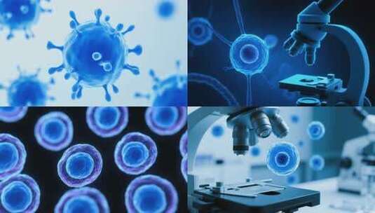 显微镜下的细胞世界 蓝色调医学研究高清在线视频素材下载