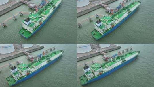 4k珠海高栏港化工石化LNG天然气运输船高清在线视频素材下载