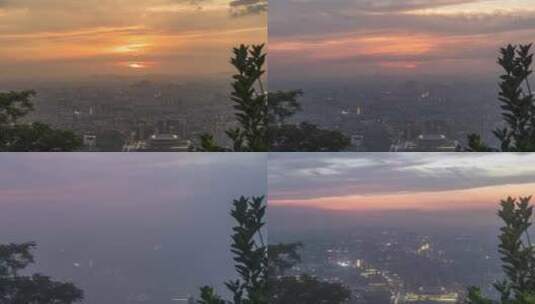 广州城市日转夜高清在线视频素材下载