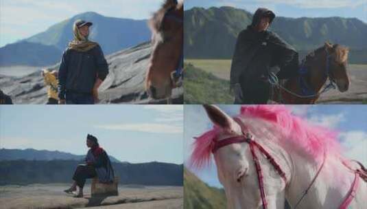 印尼火山马夫马匹人文实拍4K素材高清在线视频素材下载