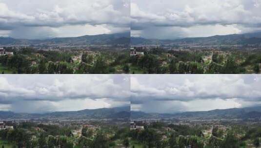 厄瓜多尔阿苏艾省昆卡市白天山景鸟瞰图。高清在线视频素材下载