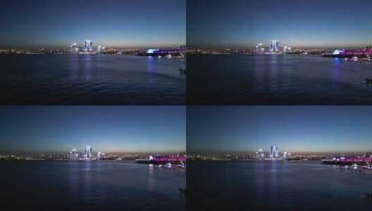 航拍苏州金鸡湖夜景高清在线视频素材下载