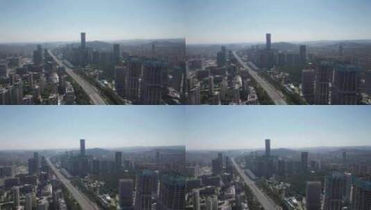山东济南汉峪金谷金融中心高楼商务建筑航拍高清在线视频素材下载