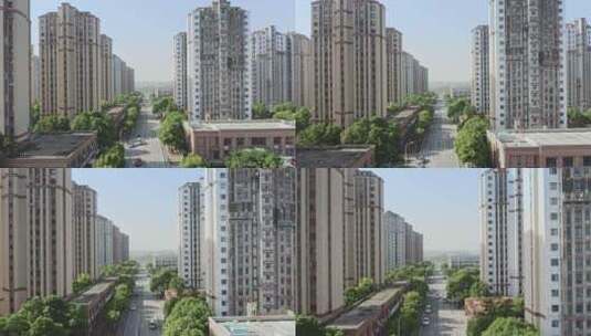 航拍上海住宅区高楼高清在线视频素材下载