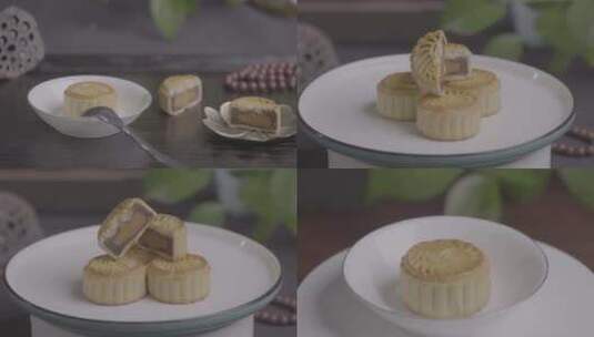 传统中式糕点蛋黄月饼4K素材高清在线视频素材下载
