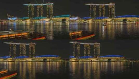 新加坡滨海湾金沙夜景高清在线视频素材下载