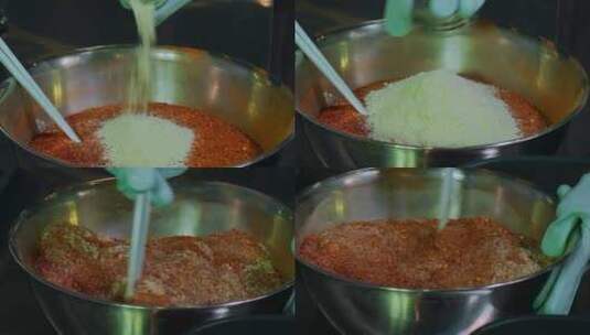 美食制作红油辣椒挑拌辣椒面高清在线视频素材下载