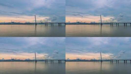 晨曦中的深圳湾大桥延时高清在线视频素材下载