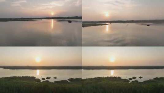 沂河河面落日夕阳美景高清在线视频素材下载