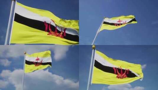 文莱旗帜素材高清在线视频素材下载