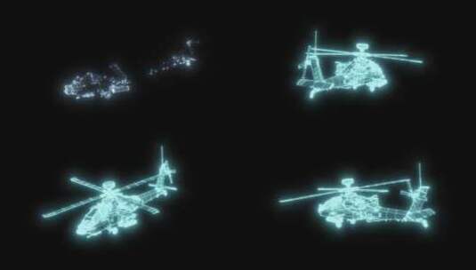 科技感军事运输机飞机直升机作战飞机三维高清在线视频素材下载