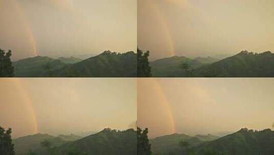 德清莫干山裸心堡天空夕阳雨中彩虹延时高清在线视频素材下载