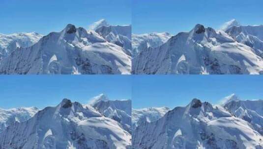 航拍川西横断山脉多戈隆巴雪山冰川风光高清在线视频素材下载