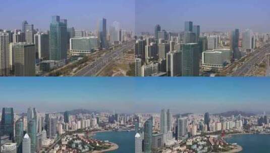 青岛中心大楼 城市4K航拍高清在线视频素材下载