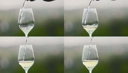 把酒倒进杯子里 香槟 白葡萄酒高清在线视频素材下载