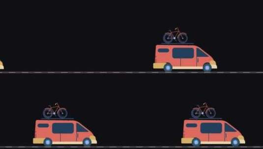 2D旅行小货车动画Alpha频道高清在线视频素材下载