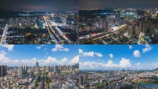 深圳横岗中心商业区航拍延时高清在线视频素材下载