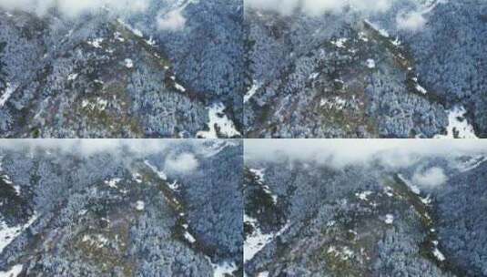 冬季山峰雪景自然风光航拍视频高清在线视频素材下载