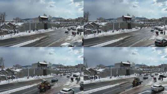 雪后烟台交通道路高清在线视频素材下载