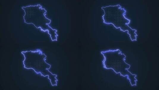 霓虹蓝亚美尼亚地图边界轮廓环路背景高清在线视频素材下载