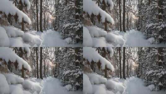 冬天雪地特写雪天风景下雪风光唯美冬季雪景高清在线视频素材下载