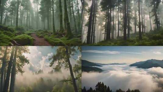 迷雾森林森林云雾朦胧高清在线视频素材下载