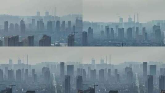 航拍城市污染雾霾高清在线视频素材下载
