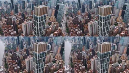 华丽的摩天大楼俯瞰着城市全景。纽约的壮丽高清在线视频素材下载
