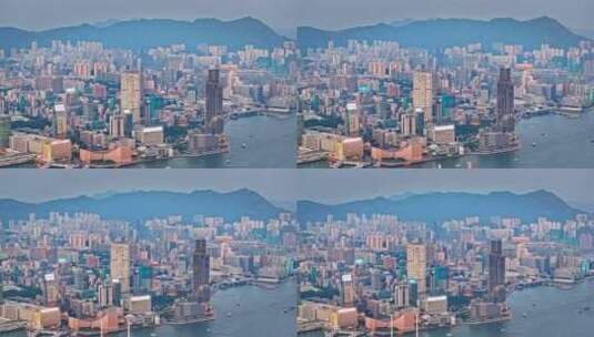 香港维多利亚港城市风光航拍高清在线视频素材下载