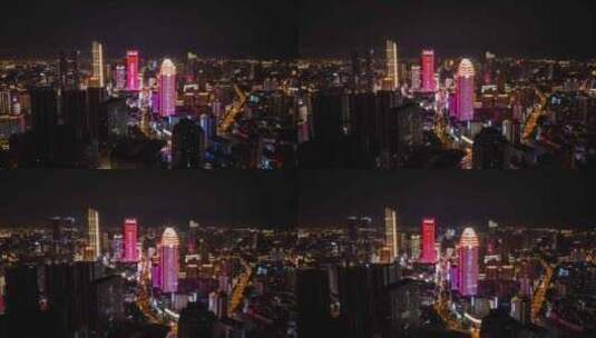 实拍延时航拍无锡城市夜景全景高清在线视频素材下载