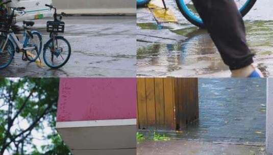 下暴雨下大雨下雨天雨水雨滴街景街道街头风高清在线视频素材下载