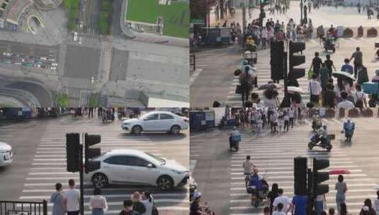 杭州繁忙的车流人流视频素材高清在线视频素材下载