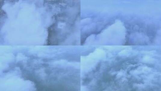 航拍云雾缭绕新城龟山公园开元酒店区域高清在线视频素材下载