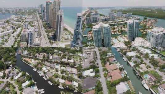 航拍佛罗里达州迈阿密摩天大楼大海海滨城市高清在线视频素材下载
